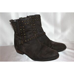 Polo Ralph Lauren Shaelynm Dark Brown Suede Studded Ankle Boots